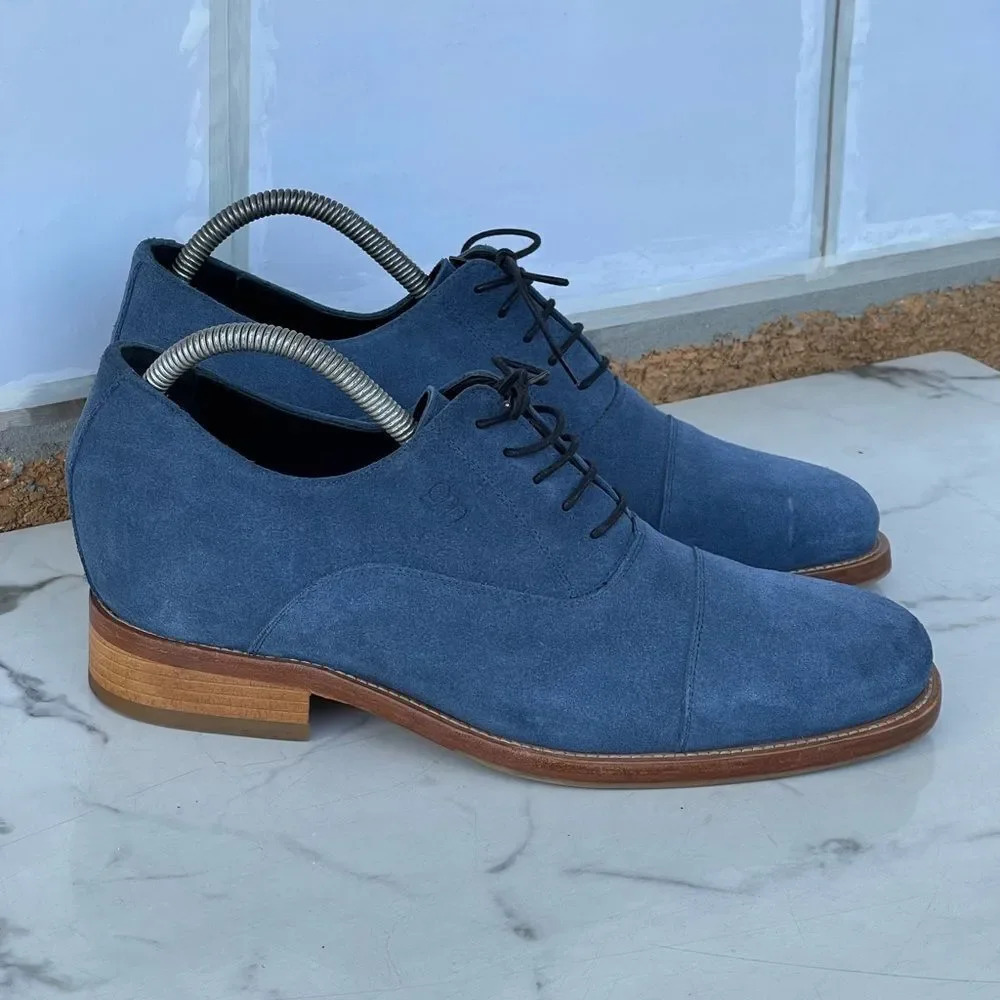 Guidomaggi Vero Cuoio Marseille Elevator Dress Shoes Oxford Blue Size 42 US 9